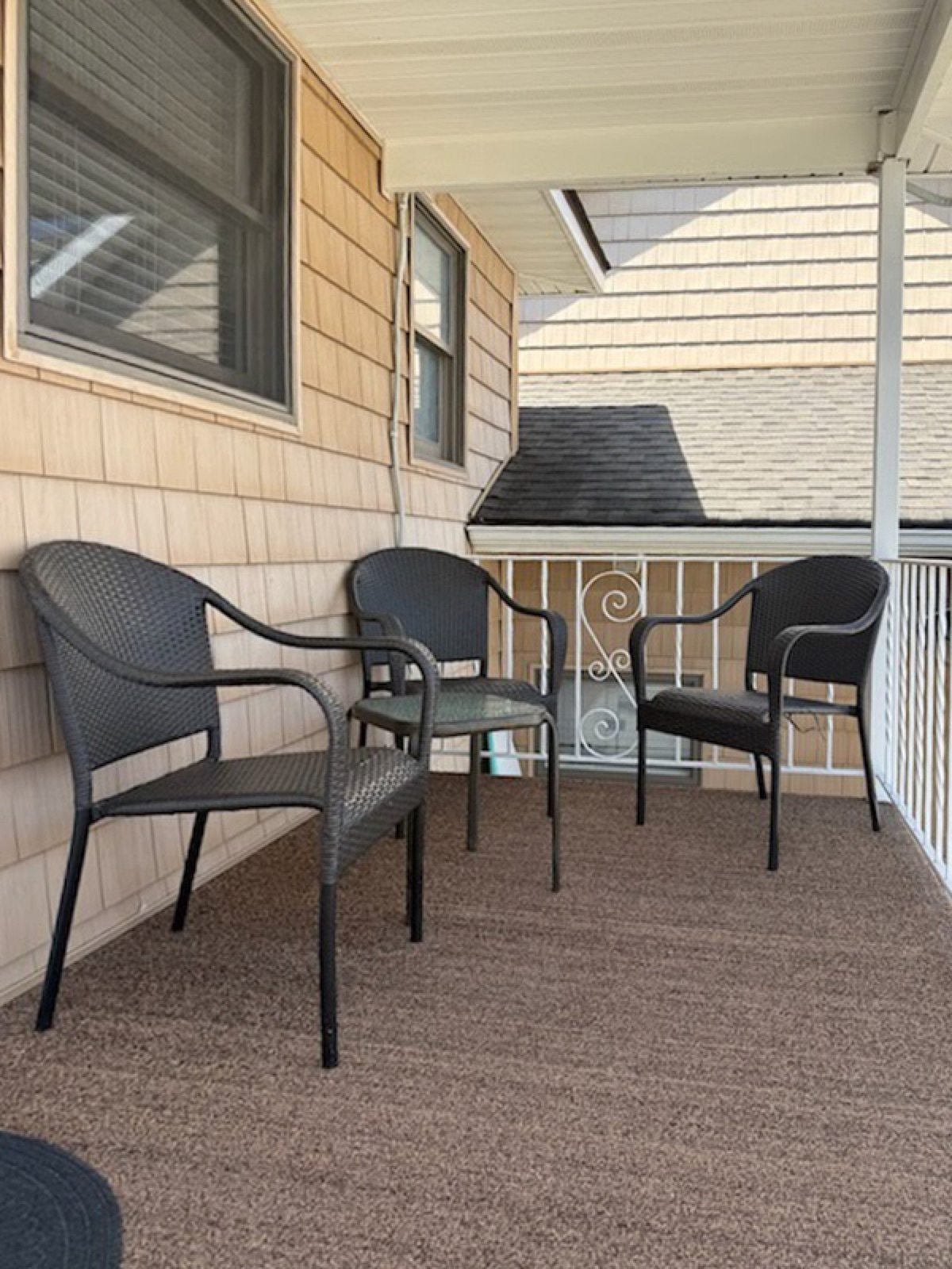 Covered porch with seating